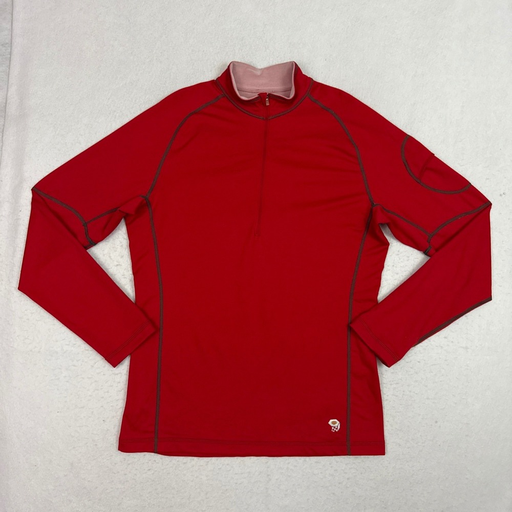 Mountain Hardwear Mens XL Red Quarter Zip Pullover Long Sleeve Shirt OM2763